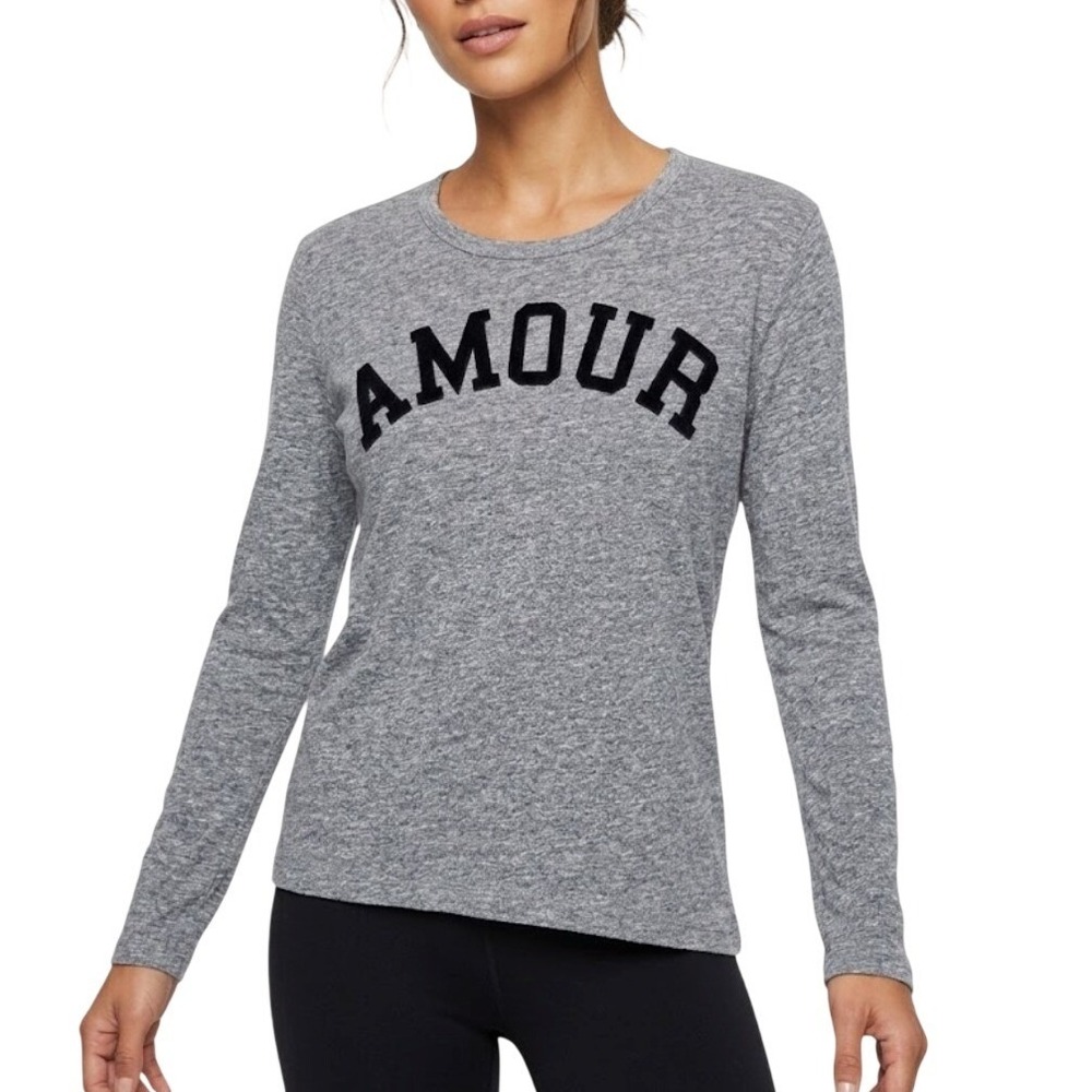 ZADIG & VOLTAIRE Willy Chine Amour‎ Grey Heather Long Sleeve Graphic Tee Size: M
